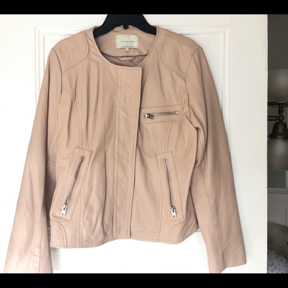 Lucky Brand Blush Leather Moto Jacket